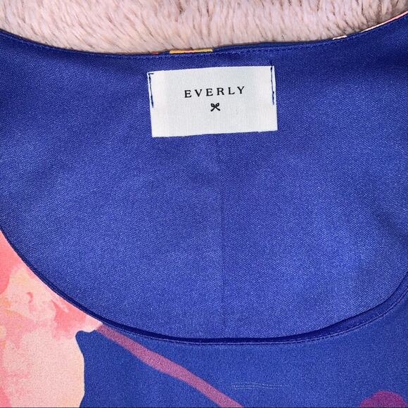 Everly Floral Print 'Forever Mine' Blue Tank-Style Dress Size: Medium - Picture 5 of 12